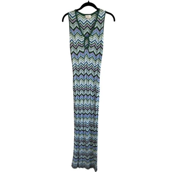 Torn by Ronny Kobo Chevron Crochet Knit Dress Midi‎ Medium Space Dyed Sleeveless - Picture 1 of 6